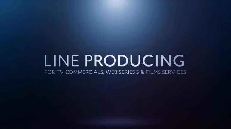 Home create a image of line producing for tv commercials, web series & films services with word